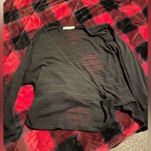 Open front black sweater